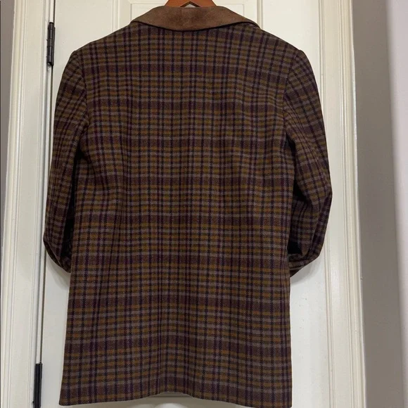 Vintage Tweed Blazer Donnybrook Brown Plaid Wool Jacket Size 10 - Picture 2 of 7